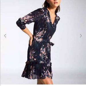 REISS SHANNON FLORAL PRINT MINI DRESS NAVY PRINT.